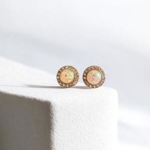 Elegant Gold and Opal Stud Earrings